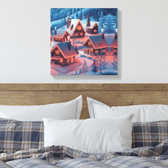 Julbelysning Dekorerad Snötäckt By Canvastryck (Insitu (sovrum))