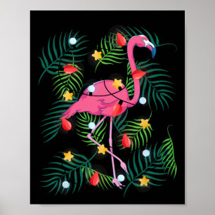 Julbelysning Flamingo Hawaii Rolig Tropisk Jul Poster