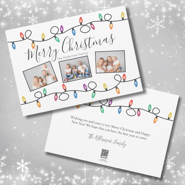 Julbelysning Foto God Jul-kort Julkort (Festive Holiday Lights Photo Merry Christmas Card
)