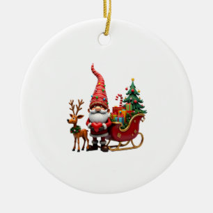 Julbelysning Gnome Tomte Ride Slädar Hej Julgransprydnad Keramik