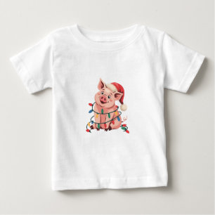 Julbelysning Gris som bär Xmas-hatt - Grisälskare T Shirt