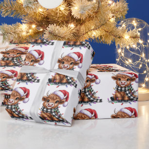 Julbelysning Highland Ko Santa Hatt Presentpapper