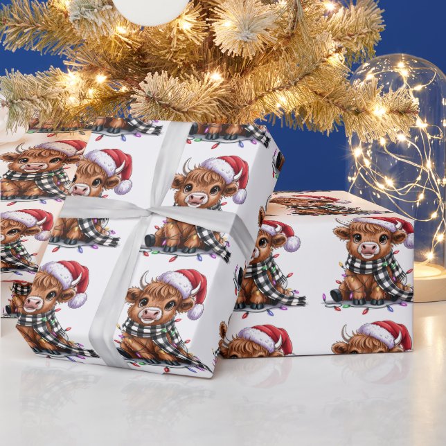 Julbelysning Highland Ko Santa Hatt Presentpapper (Helgdagar)