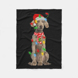 Julbelysning Högtid Santa Weimaraner Hund Jul Fleecefilt