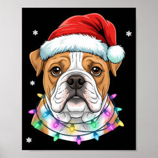 Julbelysning Hund Santa Hatt Söt Jul Pyjamas Poster