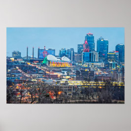 Julbelysning i Kansas Citys centrum Poster