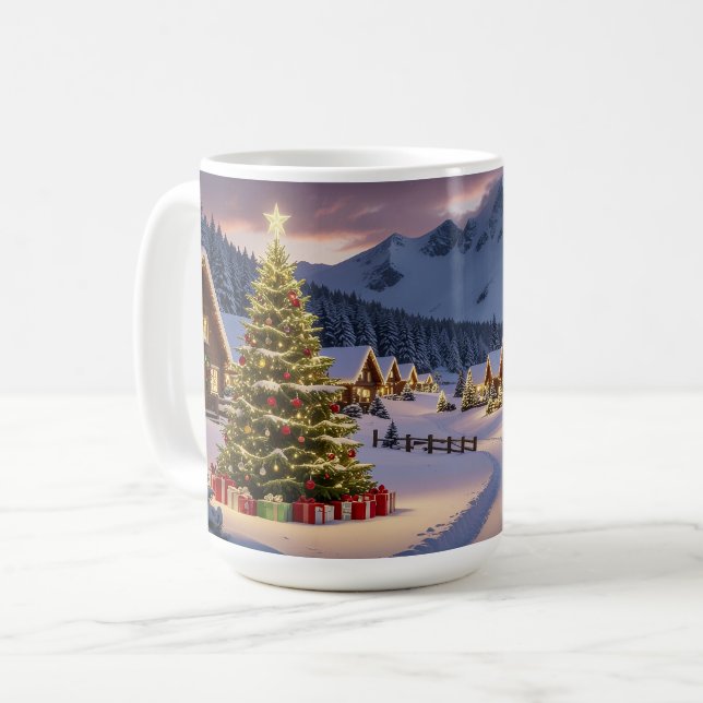 Julbelysning landskap med snö kaffemugg (Framsida vänster)
