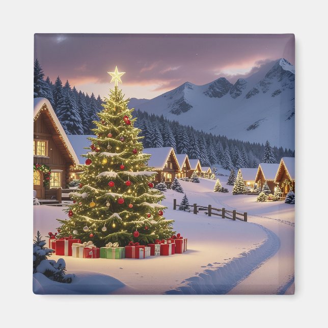 Julbelysning landskap med snö magnet (Framsidan)