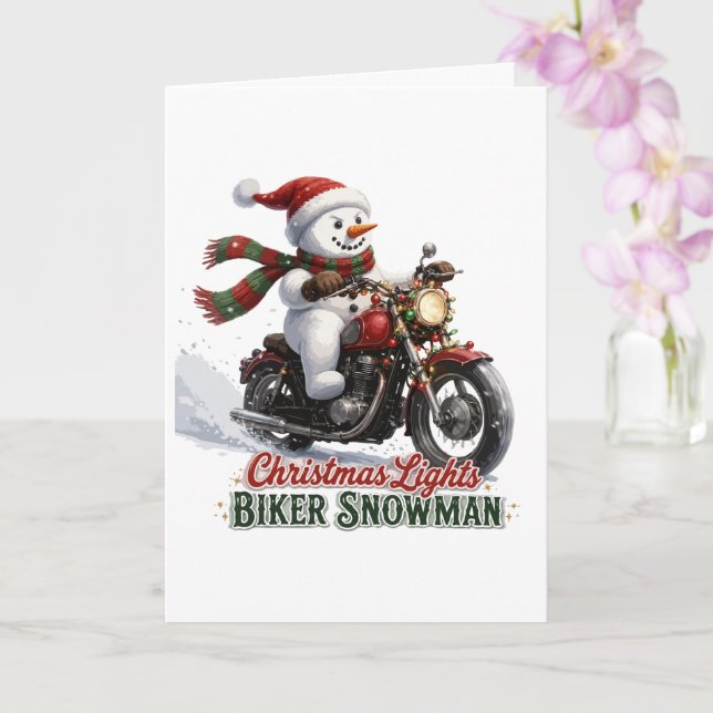 Julbelysning med motorcykel-snömannen kort (Orkide)