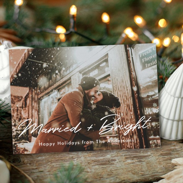 Julbelysning Nygifta och Lysande Fotoöverlägg Julkort (Skapare uppladdad)
