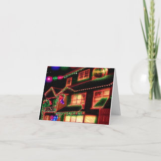 Julbelysning på huset julkort kort