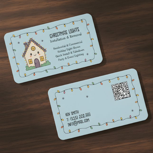 ☃️Julbelysning QR Vcard Visitkort (Christmas Lighting QR Vcard Business Card)