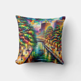 "Julbelysning: San Antonio Riverpromenad" Kudde