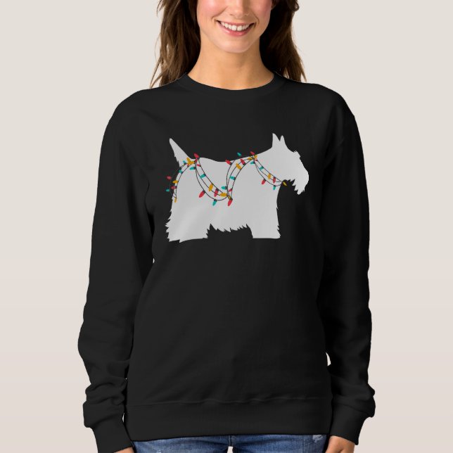Julbelysning Skotsk Terrier Hund T Shirt (Framsida)