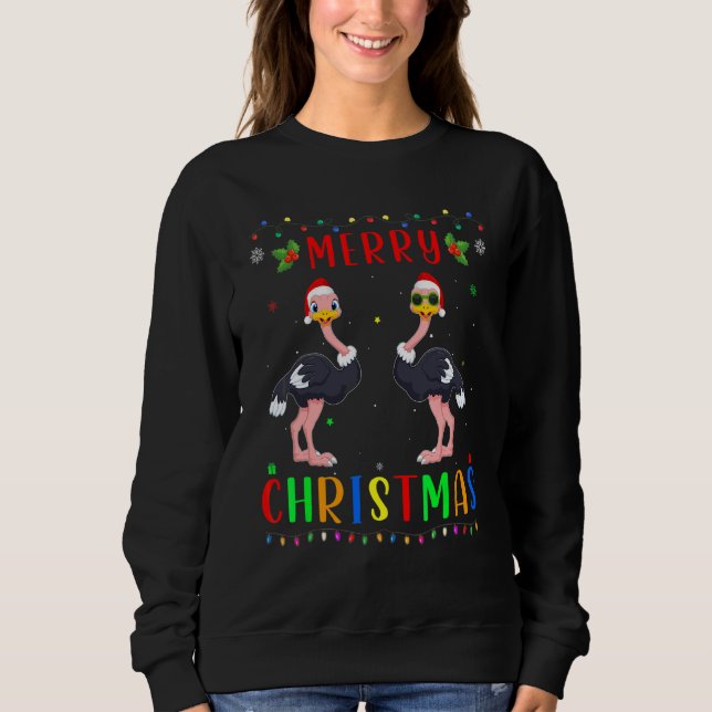 Julbelysning Strutsar Matchande Jul Pyjamas T Shirt (Framsida)