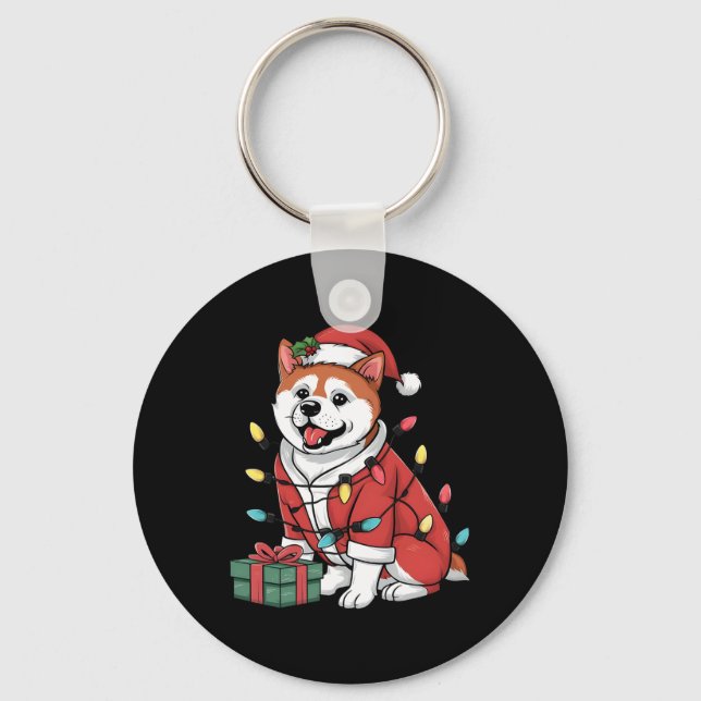 Julbelysning Tomte Akita Hund Jul  Nyckelring (Framsida)