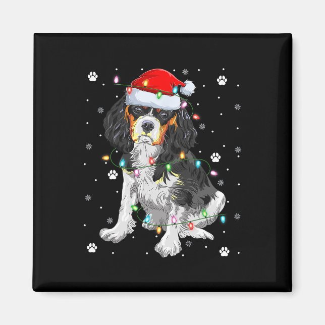 Julbelysning Tomte Cavalier King Charles Spaniel  Magnet (Framsidan)