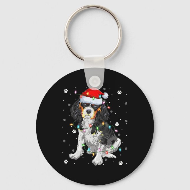 Julbelysning Tomte Cavalier King Charles Spaniel  Nyckelring (Framsida)
