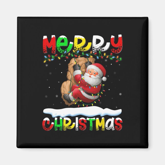 Julbelysning Tomte Klippklättring God Jul  Magnet (Framsidan)