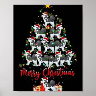 Julbelysning Tomte Sibirisk Husky Hund Julgran Poster