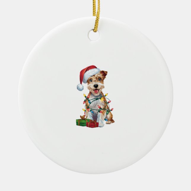 Julbelysning Tomte Silky Terrier Hund Jul _1 Julgransprydnad Keramik (Framsidan)