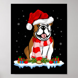 Julbelysning Tomtehatt Amerikansk Bulldog Christma Poster