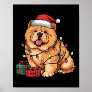 Julbelysning Tomtehatt Chow Chow Hund Jul Firande Poster