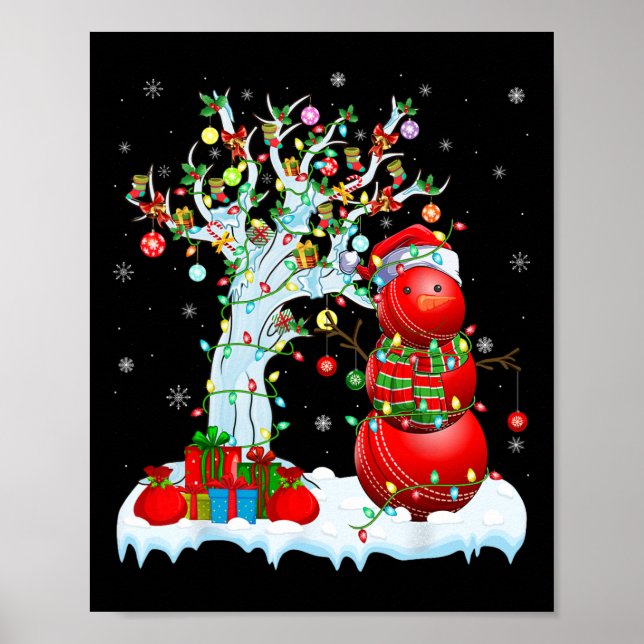 Julbelysning Träd Rolig Snömannen Cricket Ll Krist Poster (Framsidan)