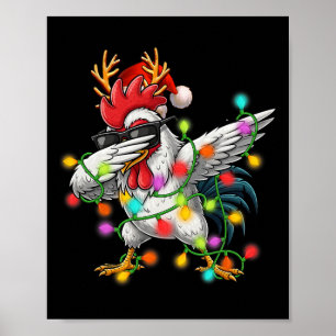 Julbelysningar Dabbing Kyckling Tomte Rolig Jul Poster