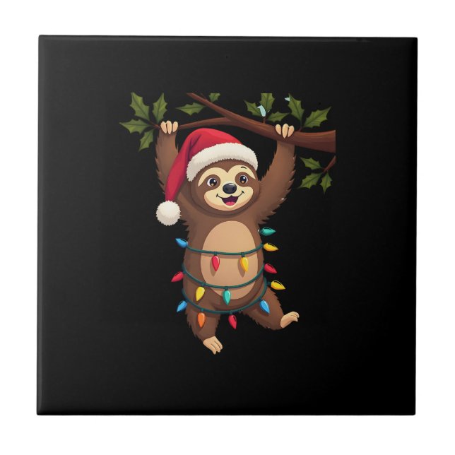 Julbelysnings Sengångare som bär Xmas-hatt - Sengå Kakelplatta (Framsidan)