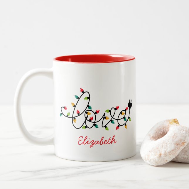 Julbelysningskärlek Två-Tonad Mugg (Med munk)