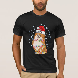 Julbelyst Pomeranian Hund Valp T Shirt
