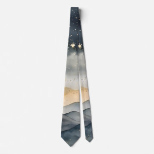 Julberget Himmel Stars Blue Grått Slips