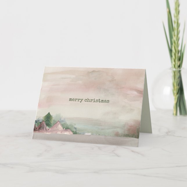 Julberget, vattenfärg helgkort (Framsida)