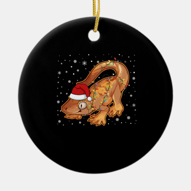 Julbergig Gecko, Santa Gecko, Crestie Kärlek Julgransprydnad Keramik (Framsidan)