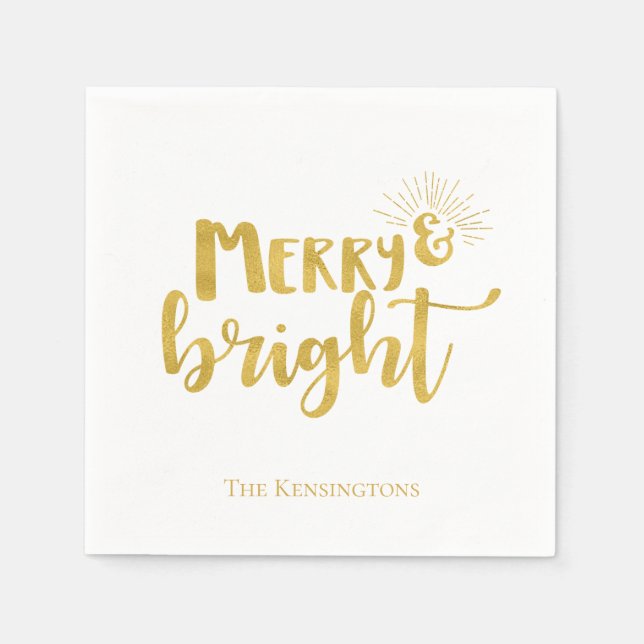 Julberry och Bright Faux Guld Typography Pappersservett (Framsidan)