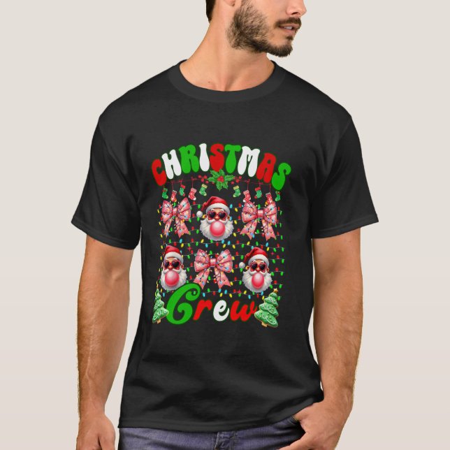 Julbesättning Coquette Bow Santa Blowing Bubble X T Shirt (Framsida)