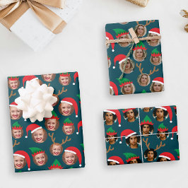 Julbesättning Tre foto-Anpassningsbar Gift Wrap La
