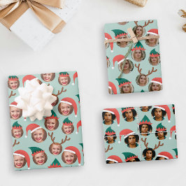 Julbesättning Tre foto-Anpassningsbar Gift Wrap La