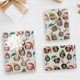 Julbesättning Tre foto-Anpassningsbar Gift Wrap La