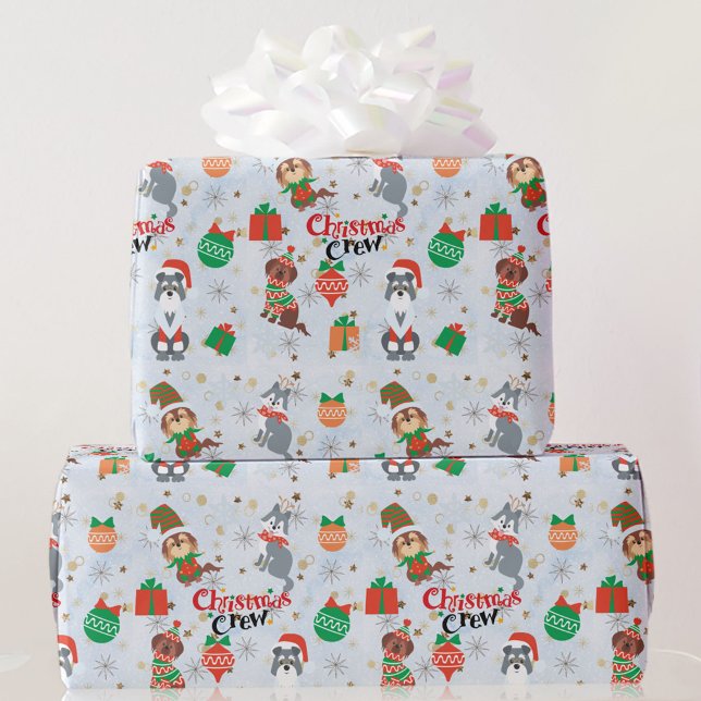 Julbesättningen Hundar i Costume Roll of Presentpapper (Skapare uppladdad)
