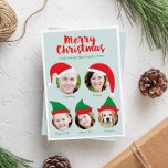 Julbesättningsfamiljen med fem foto-Helgdag Julkort<br><div class="desc">Skicka ut ett lätt kort och ett kort för helgdag i roligt i år som gör att dina familjefoton fokuseras med festive Santa och Elf-hattar. Om du vill att dina foton ska passa i utrymmet måste du klicka på den blå knappen "Anpassa den!" och plocka fotot som du vill ersätta...</div>