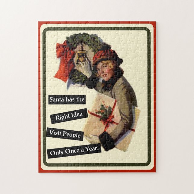 Julbesök Vintage Funny Helgdag Pussel (Vertikal)