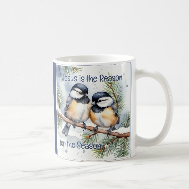 Julbibel Citat Cute Chickadee Birds Kaffemugg (Höger)