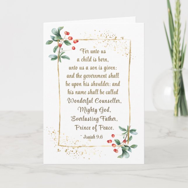 Julbibel Isaiah 9:6 Underbar rådgivare Helgkort (Framsida)