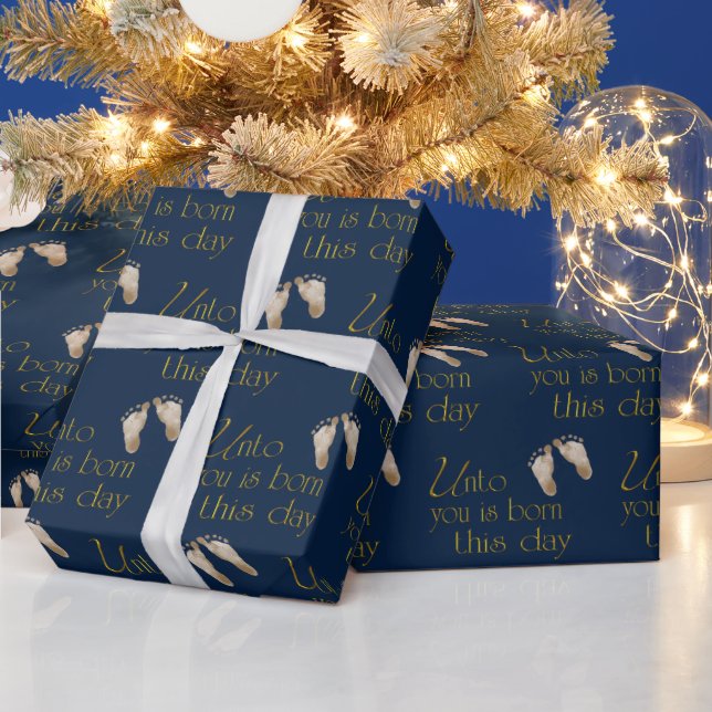 Julbibel Verse på Blue Presentpapper (Helgdagar)