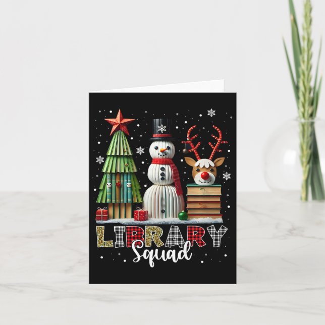 Julbiblioteket Bokar Julafton Träd Snögubbe Reinde Kort (Framsida)