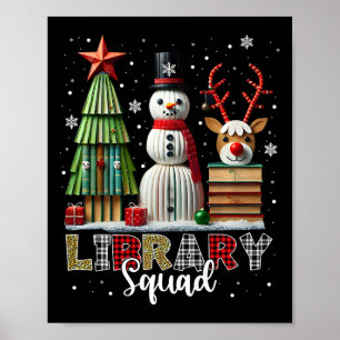 Julbiblioteket Bokar Julafton Träd Snögubbe Reinde Poster