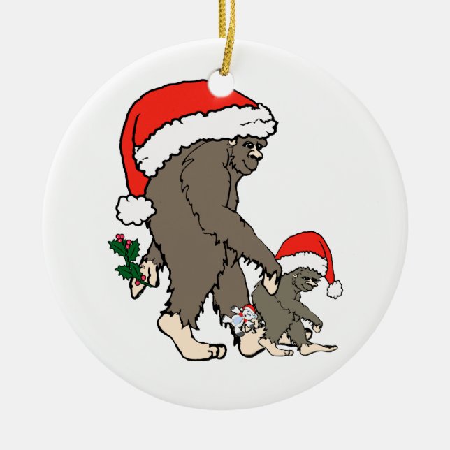 JulBigfoot familj Julgransprydnad Keramik (Framsidan)