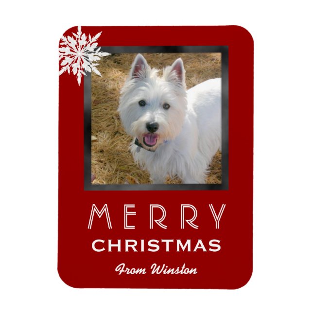 Julbild 3x4 Hälsning Från Hunden / Husdjuret Magnet (Vertikal)